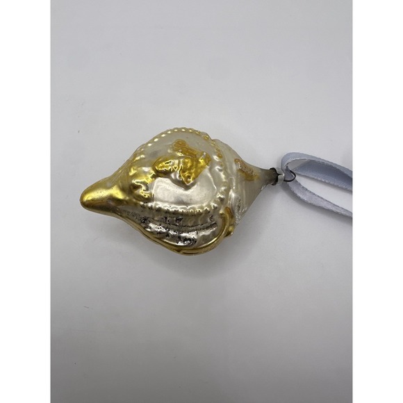 VTG Blown Glass Seashell Ornament Gold Silver Mercury Glass Christmas Coastal - Picture 4 of 16